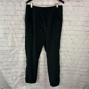 Eddie Bauer Black fleece lined Joggers women sz 12 windbreaker track pants